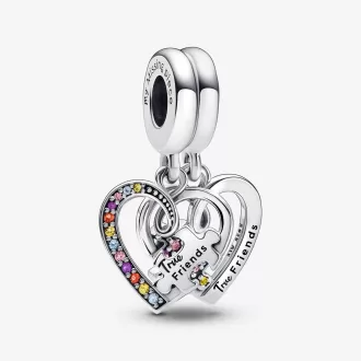 Breloque pendentif amitié en forme de cœurs divisés en pièces de puzzle Breloque pendentif amitié en forme de cœurs divisés en pièces de puzzle