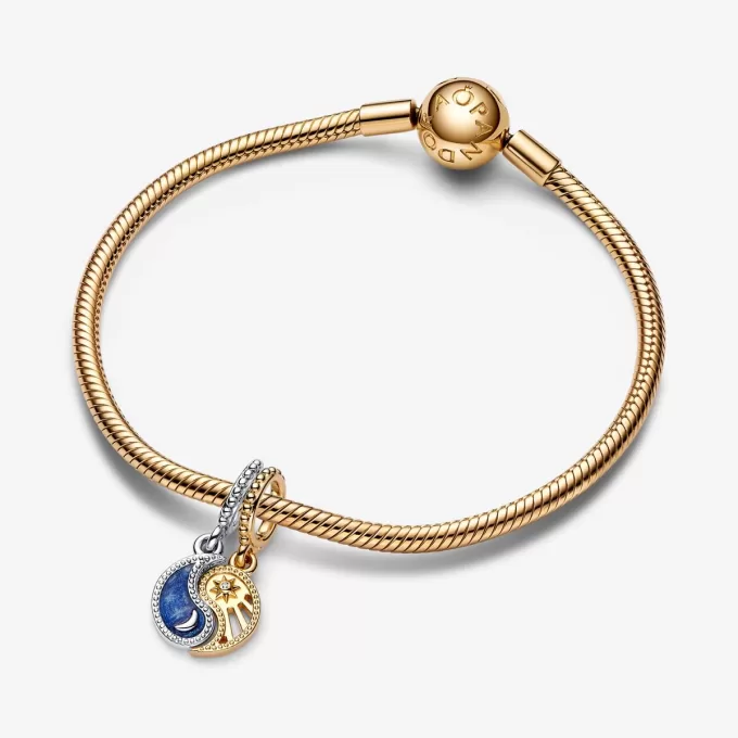 Charm Dangle Soleil & Lune Séparable Bicolore Charm Dangle Soleil & Lune Séparable Bicolore