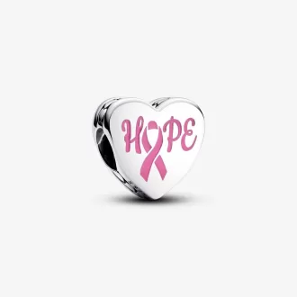 Charm coeur Hope en argent sterling avec émail rose Charm coeur Hope en argent sterling avec émail rose
