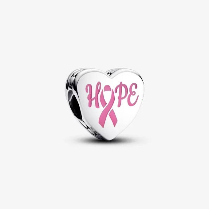 Charm coeur Hope en argent sterling avec émail rose Charm coeur Hope en argent sterling avec émail rose