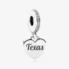 Charm pendentif coeur drapeau du Texas