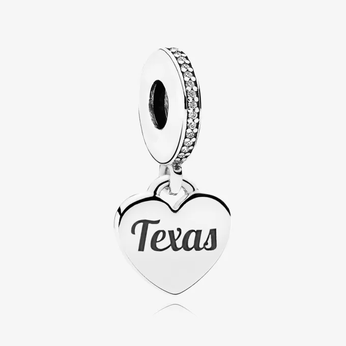 Charm pendentif coeur drapeau du Texas