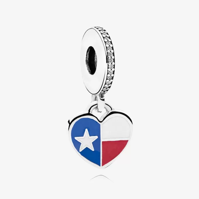 Charm pendentif coeur drapeau du Texas