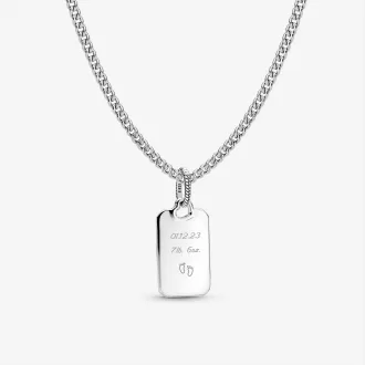 Ensemble de colliers à pendentif avec étiquette rectangulaire à graver Ensemble de colliers à pendentif avec étiquette rectangulaire à graver