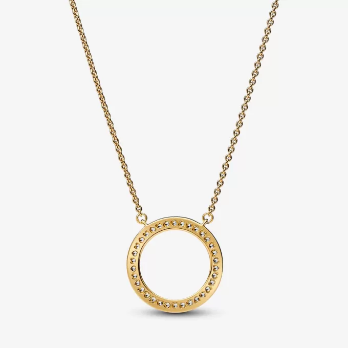 VENTE FINALE – Pandora Signature Pavé Collier à pendentif cercle et cœurs VENTE FINALE – Pandora Signature Pavé Collier à pendentif cercle et cœurs