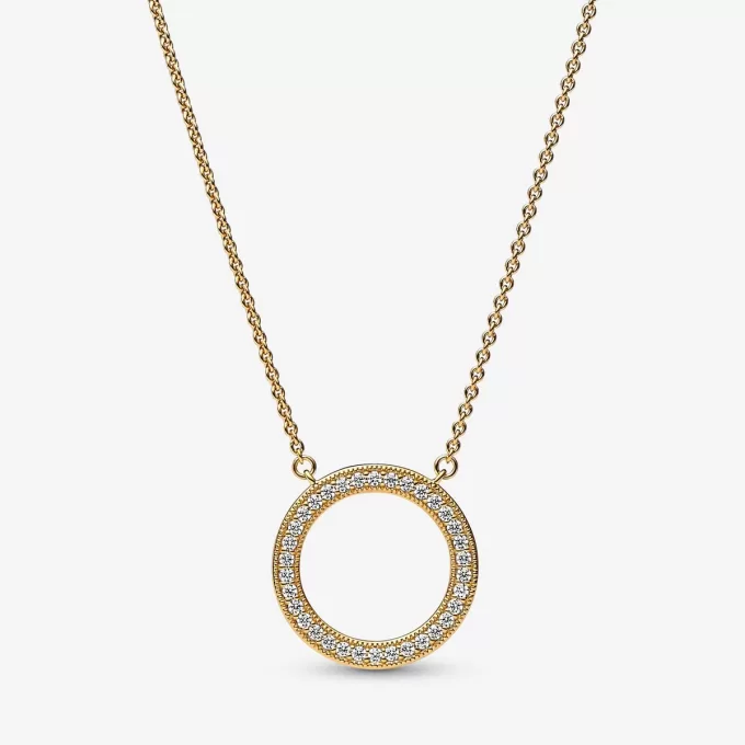 VENTE FINALE – Pandora Signature Pavé Collier à pendentif cercle et cœurs VENTE FINALE – Pandora Signature Pavé Collier à pendentif cercle et cœurs